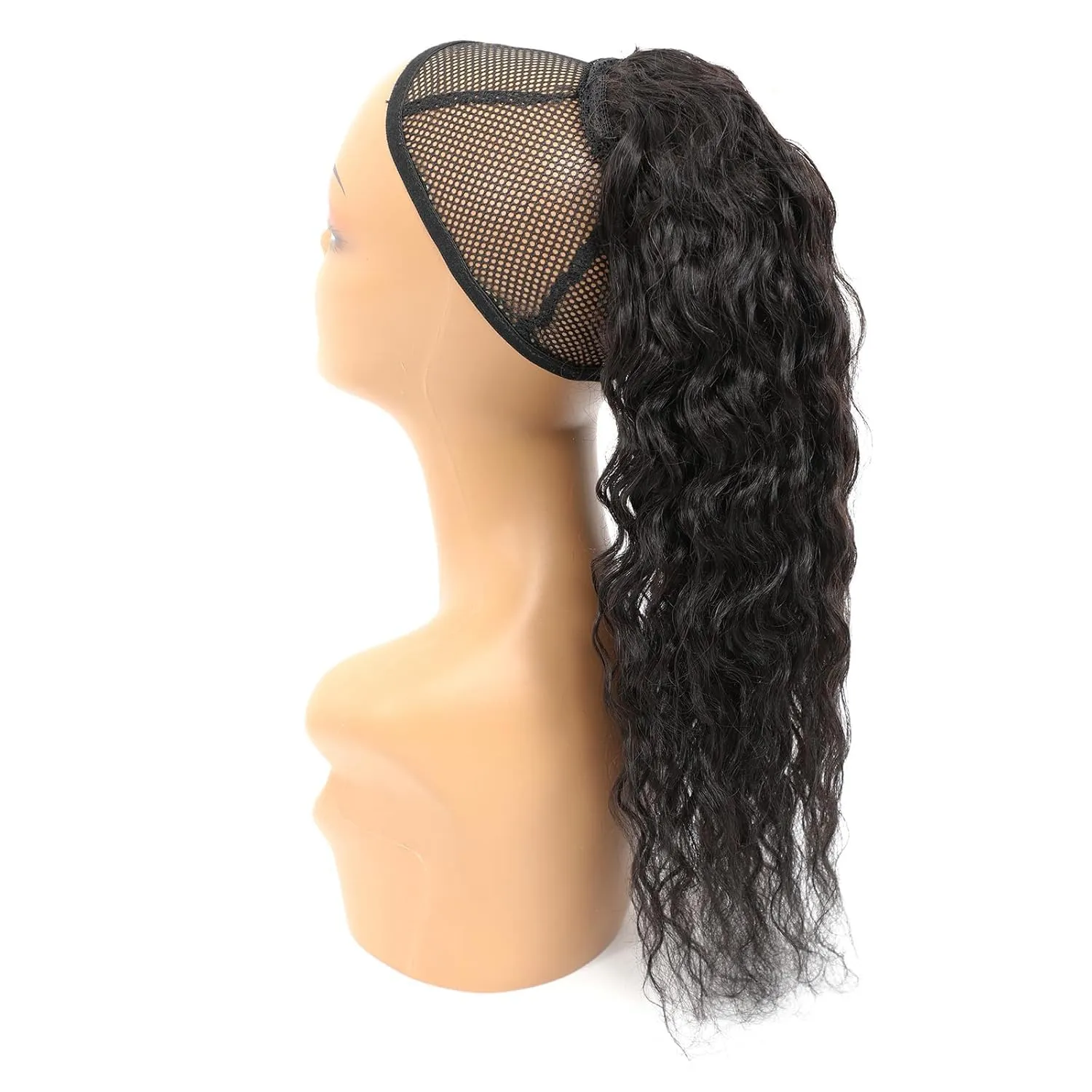 100% Human Hair Drawstring Ponytail Extension,Long Curly Wavy ponytail extension for black women 18 Inch black clip in ponytail hair extensions (Curly Hair, 18 inch)