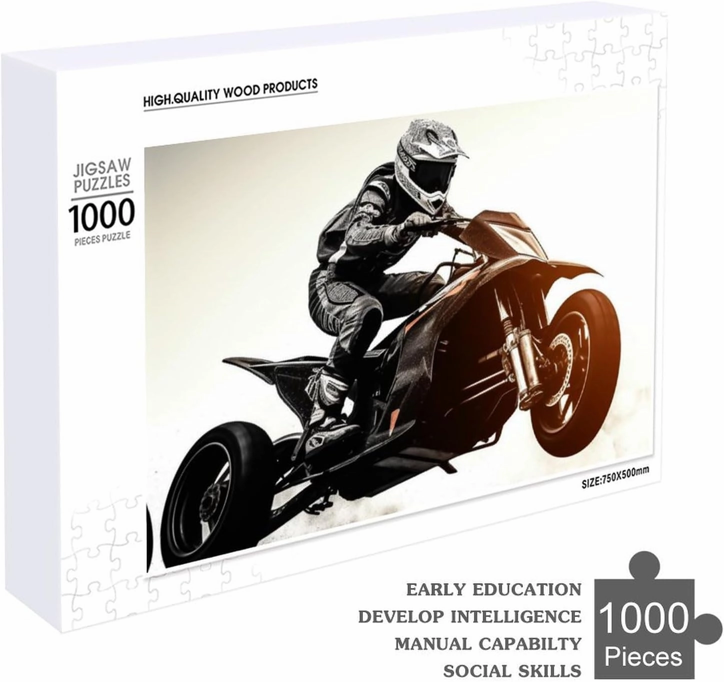 1000 PCS Jigsaw Puzzle for Adults Personalized Picture Puzzle Rider Racing Car Customized Wooden Puzzle for Family, Birthday, Wedding, Game Nights Gifts Animal Puzzle