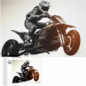 1000 PCS Jigsaw Puzzle for Adults Personalized Picture Puzzle Rider Racing Car Customized Wooden Puzzle for Family, Birthday, Wedding, Game Nights Gifts Animal Puzzle