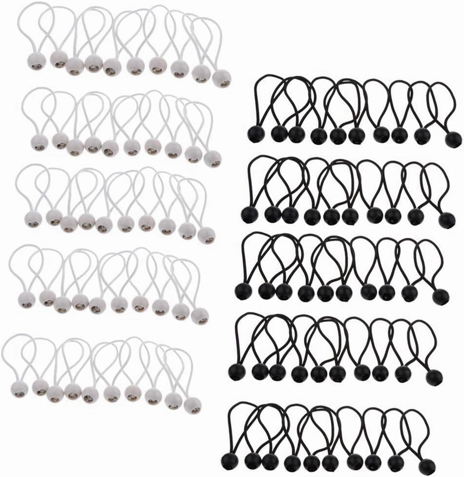 100 Pieces 16cm Heavy Duty Ball Bungee Cord Tie Down Straps for Canopy, Tarps, and Camping