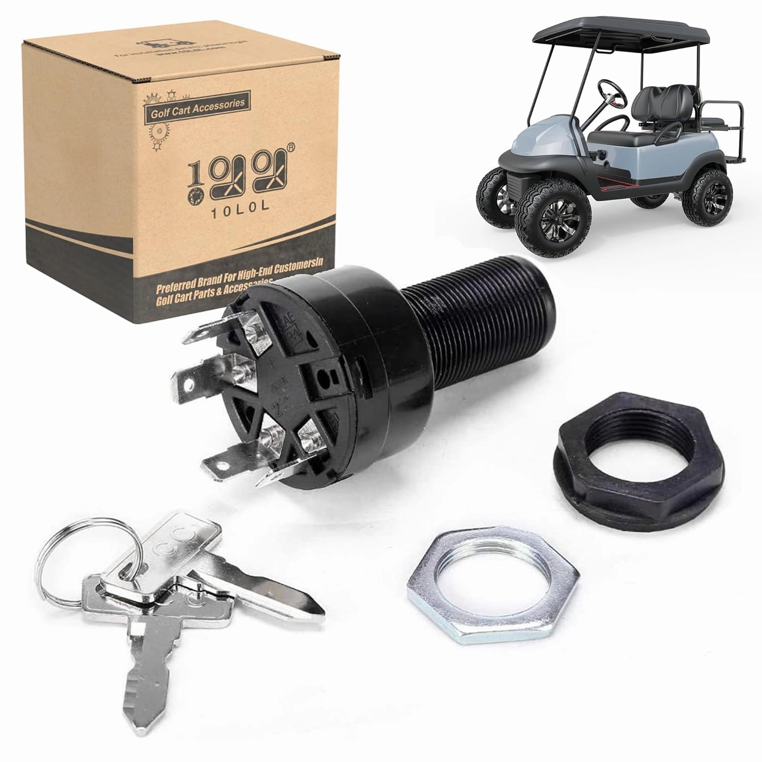 10L0L Golf Cart Starter Ignition Key Switch for Club Car Precedent Ignition Switch Electric 2004  2 Terminal 1025086-01 102508601