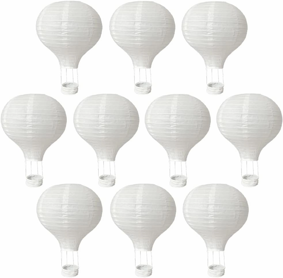 10Pack 12 Inch Hanging Hot Air Ballon White Paper Lanterns Set Reusable Party Ball Lamps for DIY Craft Wedding Birthday Engagement Baby Shower Party Home Classroom Décor Decorations