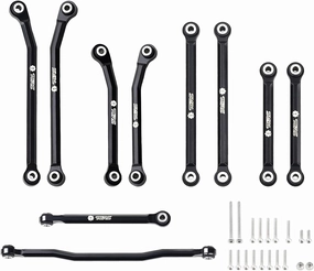 10PCS Aluminum High Clearance Chassis Links and Steering Links Set for HPI Venture18 Upgrade,Black