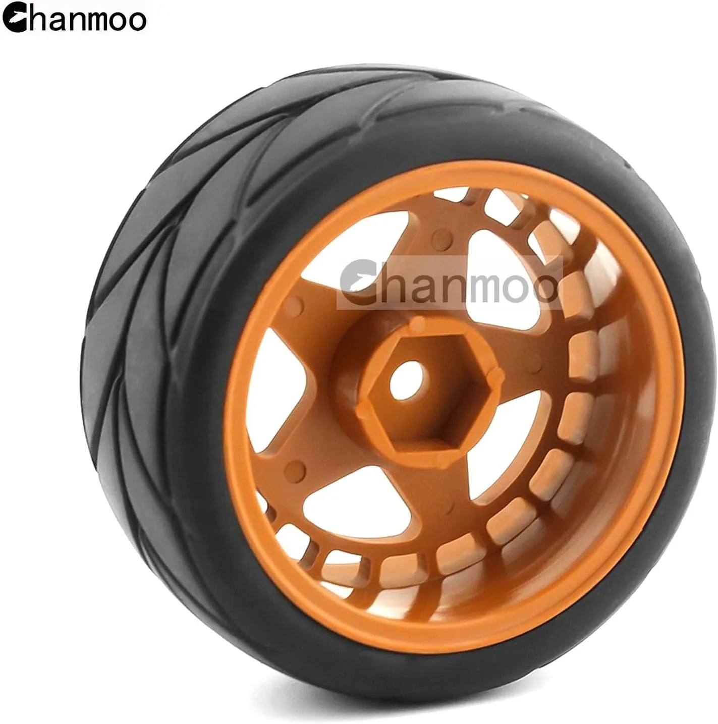 1/10 RC On Road Tires and 12mm Hex Hard Plastic Wheels Rims Rubber Drift Tyres for 1:10 Rally Racing Car Tamiya XV01 XV02 TA06 TT01 TT02 PTG2 144001 A959 HPI KYOSHO 4PCS (Brown B)