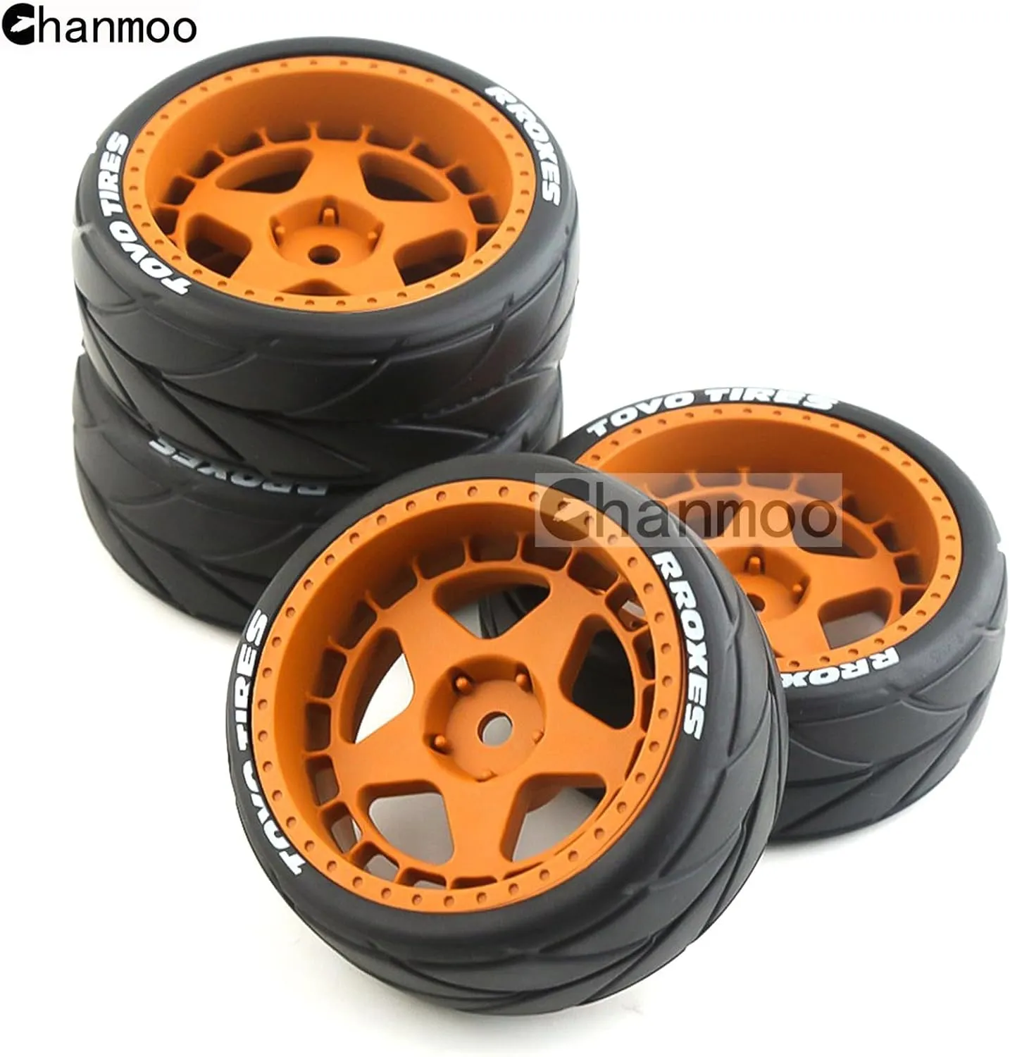 1/10 RC On Road Tires and 12mm Hex Hard Plastic Wheels Rims Rubber Drift Tyres for 1:10 Rally Racing Car Tamiya XV01 XV02 TA06 TT01 TT02 PTG2 144001 A959 HPI KYOSHO 4PCS (Brown B)
