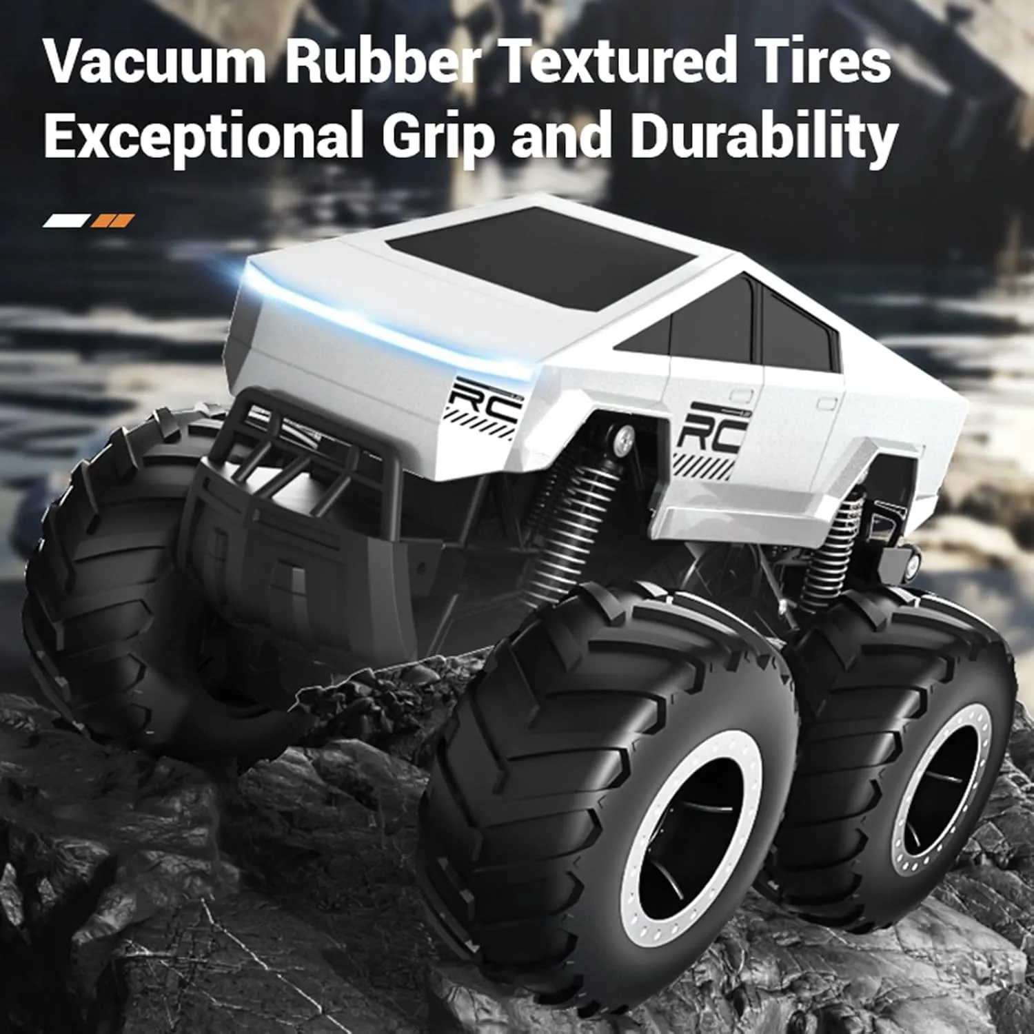 1:16 Cybertruck Remote Control Car, 2.4 GHz 4WD Amphibious Off-Road Pick-up Truck with LED Light, Waterproof Monster Truck Hobby RC Cars Toys for Boys Girls