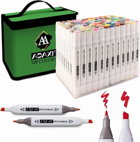 120 Colors Alcohol Markers Set Dual Tip,for Adult Artists Drawing,Coloring,Sketching,Illustration,Black Portable Bag,Enhanced Case Ensures Easy Storage