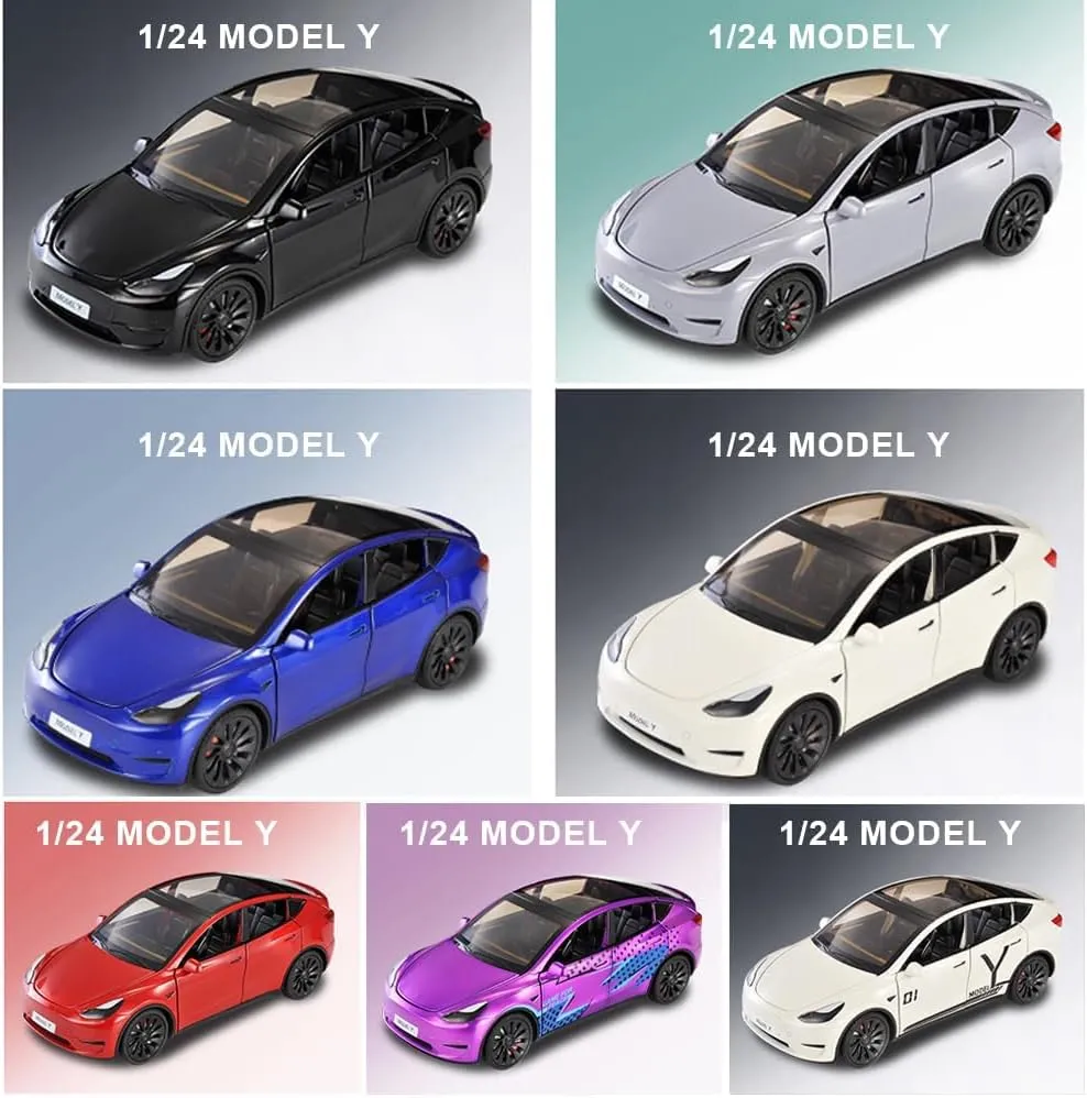 1/24 Model Y Toy Car, Alloy Diecast with Light, Big Model Y Diecast for Kids & Adults, Birthday Gift (Gray)