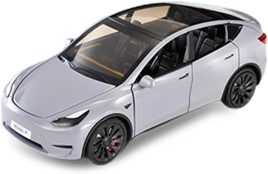 1/24 Model Y Toy Car, Alloy Diecast with Light, Big Model Y Diecast for Kids & Adults, Birthday Gift (Gray)