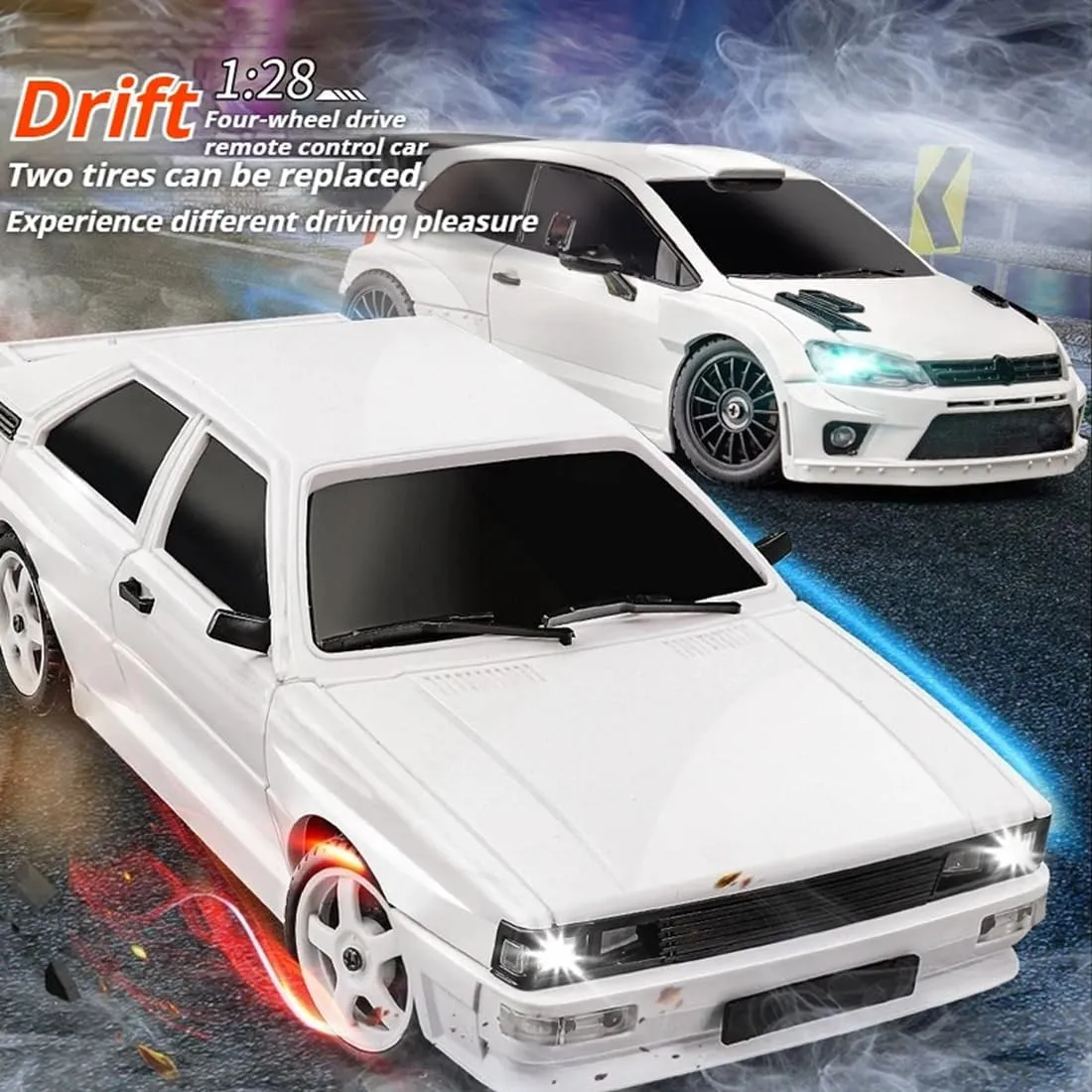1/28 Scale 2.4GHZ Racing Drift Remote Control Car,10KM/H High Speed 4WD with Drift & Racing Tires, Mini RC Car for Adults
