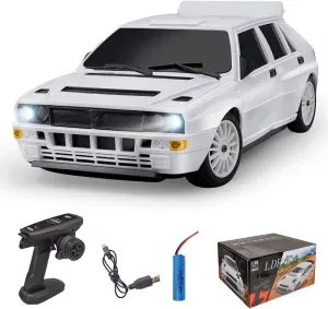 1/28 Scale RC Drift Car, 2.4G 4WD Full-Proportional Control RC Sport Car with Dual Tires & LED Lights, RC Racing Toy for Hobbyist