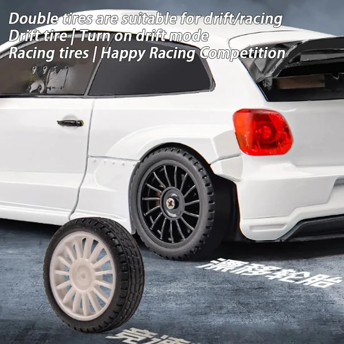1/28 Scale RC Drift Car, 2.4G 4WD Full-Proportional Control RC Sport Car with Dual Tires & LED Lights, RC Racing Toy for Hobbyist