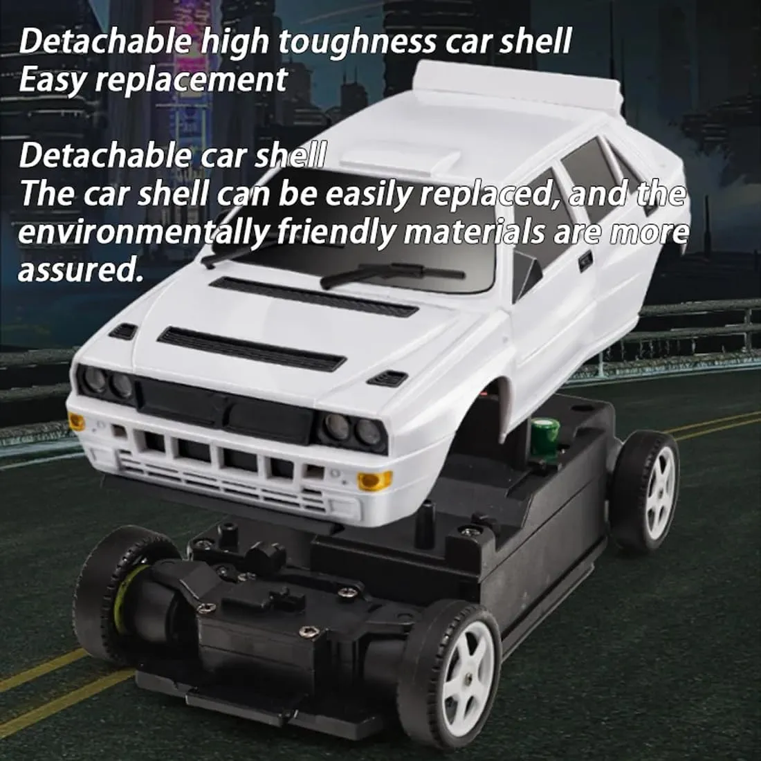 1/28 Scale RC Drift Car, 2.4G 4WD Full-Proportional Control RC Sport Car with Dual Tires & LED Lights, RC Racing Toy for Hobbyist