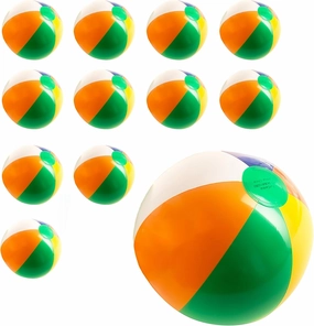 12 Pack Inflatable Beach Balls – 12” Rainbow Striped for Pool, Beach, July 4th & Summer Events