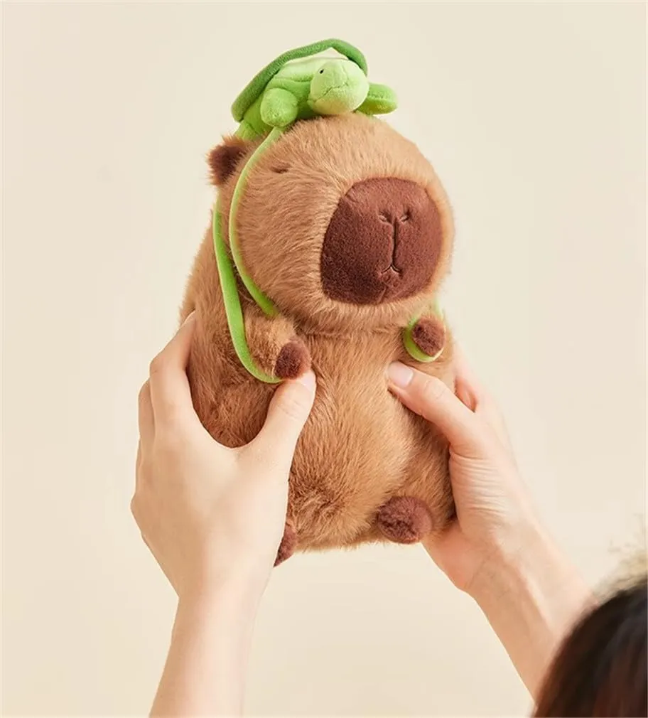 12inch Cute Capybara Plush with Turtle Backpack, Capybara Stuffed Animal Soft Capybara Plushies Toy Capybara Doll Pillow Birthday for Kids (with bag)
