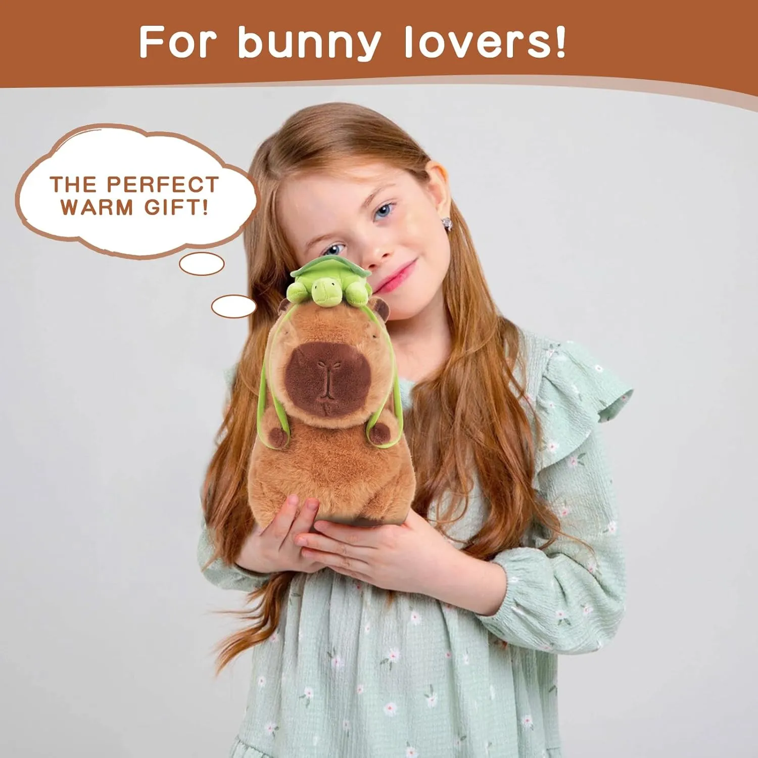 12inch Cute Capybara Plush with Turtle Backpack, Capybara Stuffed Animal Soft Capybara Plushies Toy Capybara Doll Pillow Birthday for Kids (with bag)