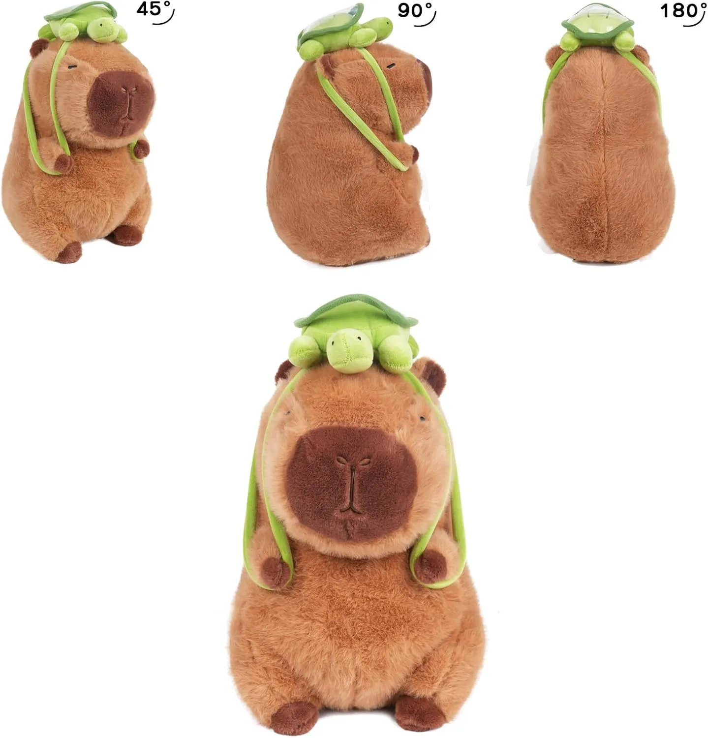 12inch Cute Capybara Plush with Turtle Backpack, Capybara Stuffed Animal Soft Capybara Plushies Toy Capybara Doll Pillow Birthday for Kids (with bag)