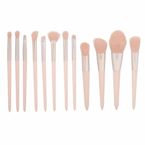 12pcs Makeup Brush Set | Soft Fiber Hair for Loose Powder/Blush/Eyeshadow | Well - Made Cosmetic Brushes for Makeup Artist & Beginners | Wooden Handle with Matte Aluminum Tube