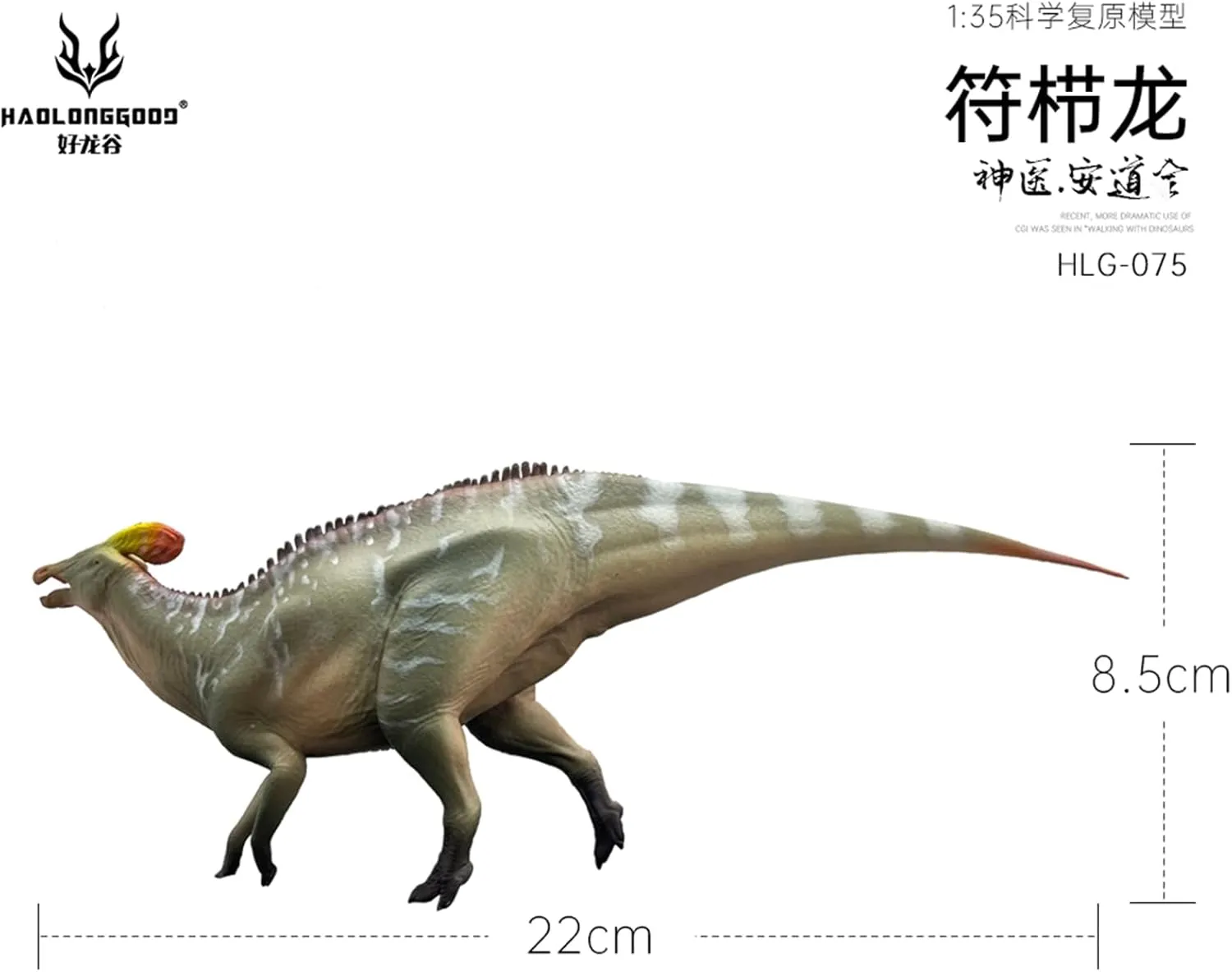 1:35 Scale Tlatolophus Galorum Model PVC Animal Figure Dinosaur Collection Realistic Decoration Gift for Adult (Green with Box)