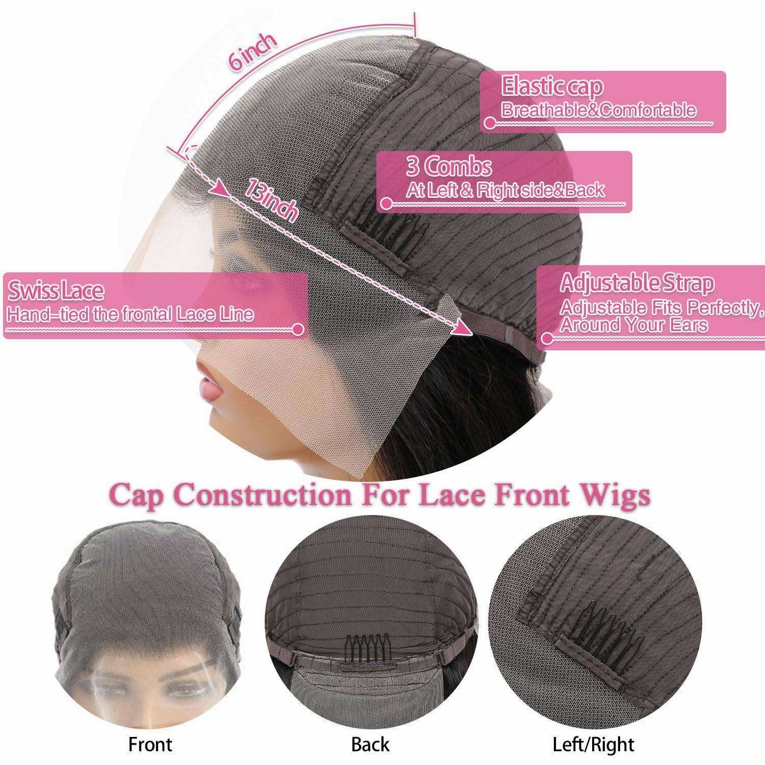 13x6 Lace Front Wigs Human Hair Pre Plucked 200% Density Body Wave HD Lace Front Wigs Human Hair Transparent Frontal Glueless Wigs Virgin Human Hair with Baby Hair for Women Natural Black 24 Inch