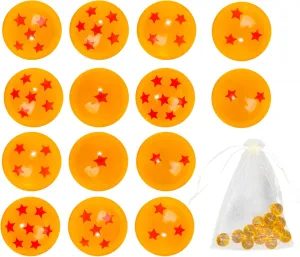 14PCS Anime Bouncy Balls, 7 Red Stars Bouncing Balls for Kids 27mm Bounce Ball Party Favors, Bag Filling