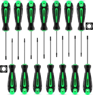 14pcs Mini Hex Screwdriver Set, Metric(0.9mm-3mm) SAE(0.035"-1/8) Hex Allen Wrench Screwdriver Set, Perfect for RC Cars, Quadcopters and Helicopter Car Models (Green)