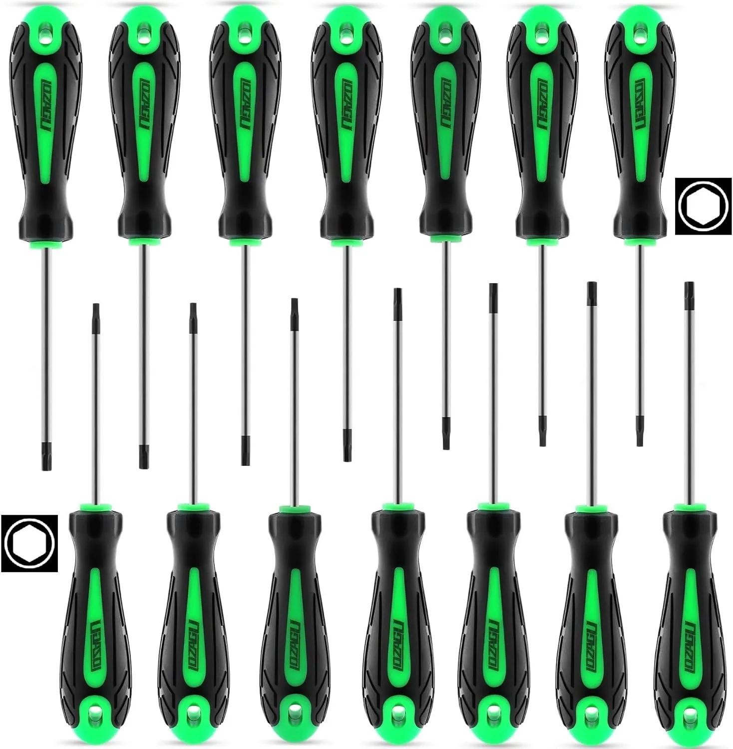 14pcs Mini Hex Screwdriver Set, Metric(0.9mm-3mm) SAE(0.035"-1/8) Hex Allen Wrench Screwdriver Set, Perfect for RC Cars, Quadcopters and Helicopter Car Models (Green)