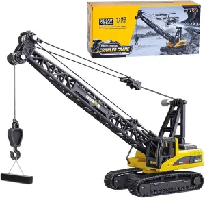 1/50 Heavy Duty Construction Metal Crawler Crane, Truck Crane Vehicle Toys for Kids, Outdoor Sandbox Car Toys, Birthday Gift Toddler Boy Kid