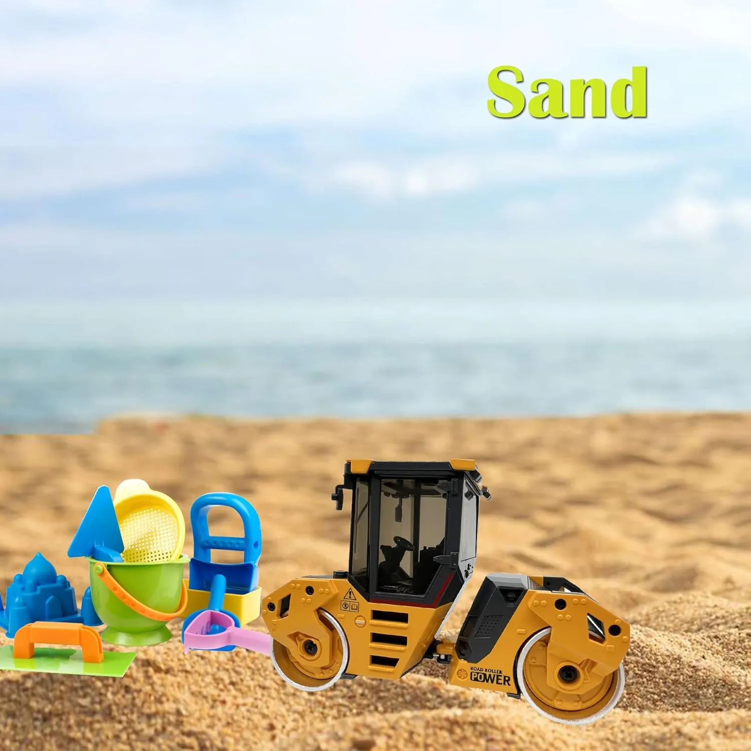1/50 Scale Metal Double-Drum Roller Toy, Metal Construction Vehicles Road Roller Model Toy, Outdoor Sandbox Car Toys, Birthday Gift Toddler Boy Kid Child