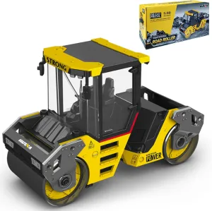 1/50 Scale Metal Double-Drum Roller Toy, Metal Construction Vehicles Road Roller Model Toy, Outdoor Sandbox Car Toys, Birthday Gift Toddler Boy Kid Child