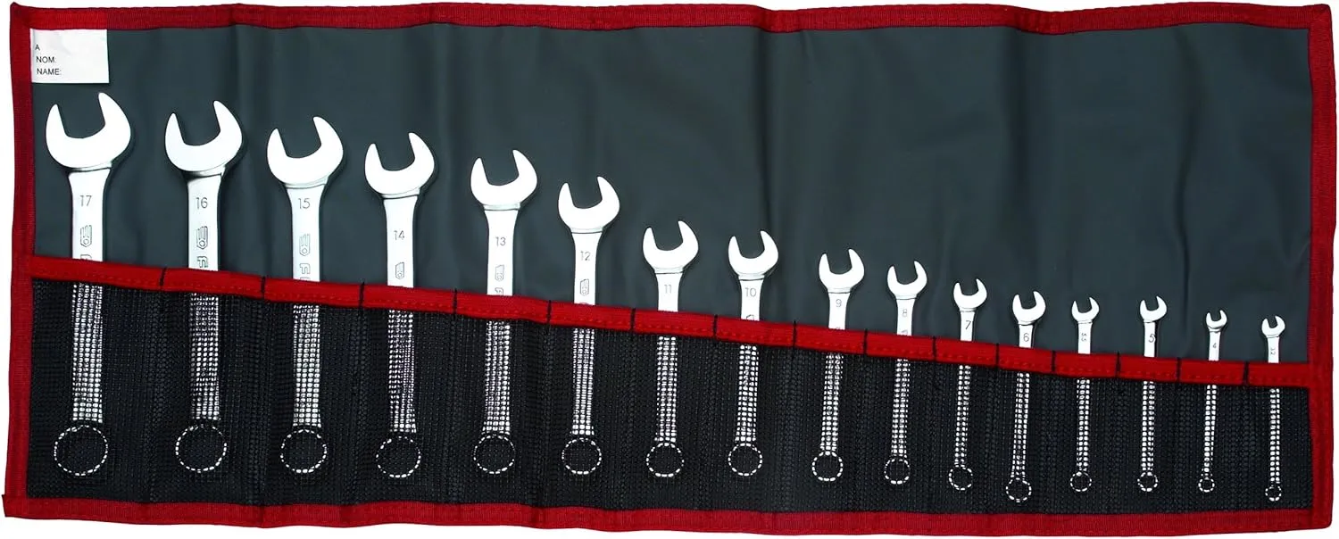 16 Piece Short Satin Metric Combination Wrench Set 6 12 PT
