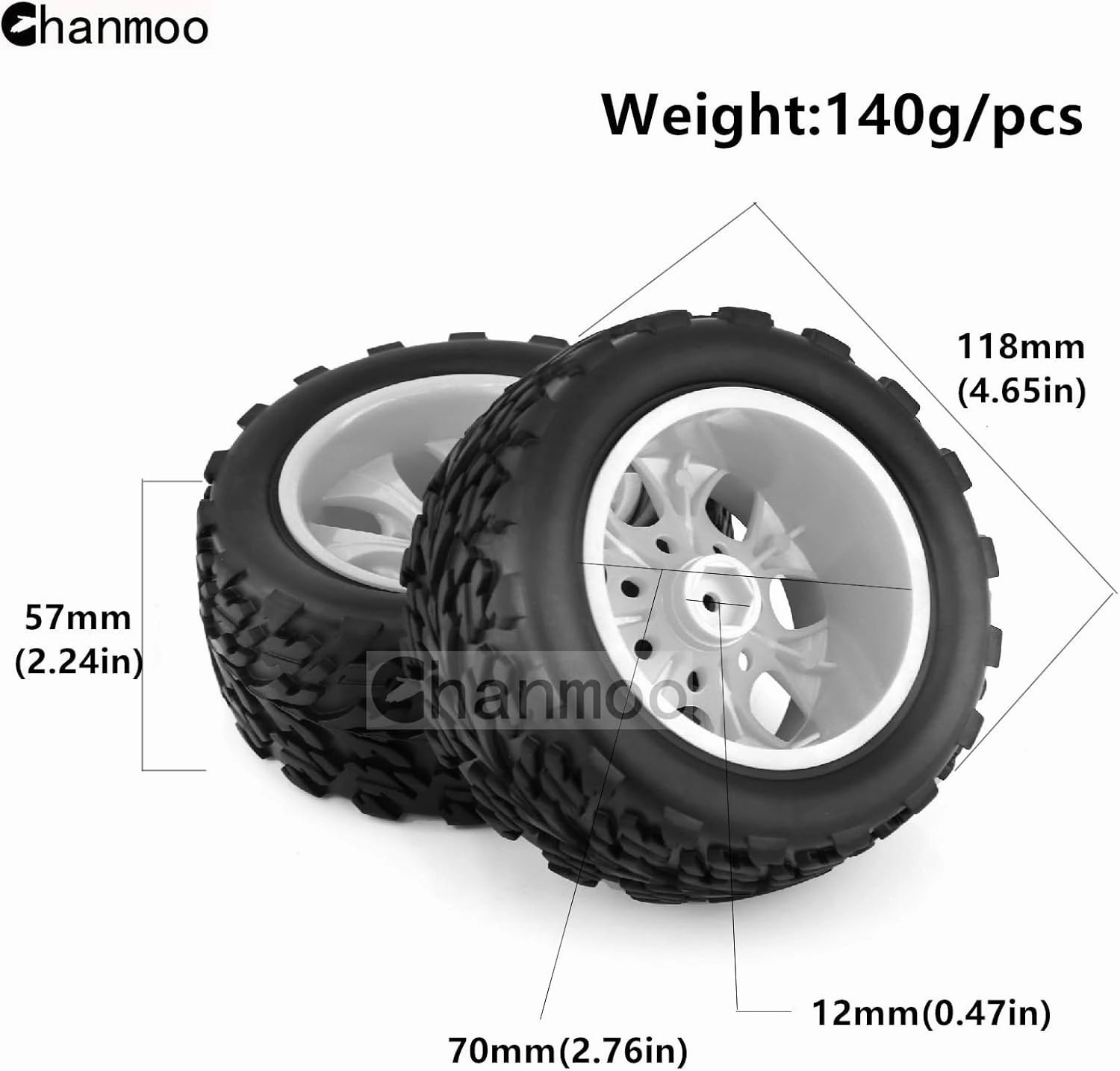 1/10 RC Monster Truck Tires and Hard Plastic Wheels 12mm Hex Off Road Truck Tyres for 1:10 Scale Short Course Truck Car Traxxas X-Maxx E-Revo Summit Kyosho 144001 HSP 94188 94111 4PCS (Red)