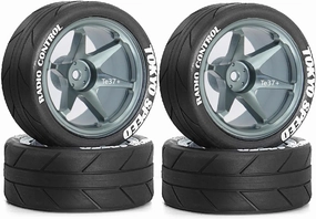 1/10 RC On Road Tires OD 65mm and Aluminum Street Wheels 12mm Hex Touring Tyres for 1:10 Rally Racing Drift Car Tamiya TT01 TT02 XV01 HPI KYOSHO HSP PTG2 Traxxas TA06 A959 PTG2 (Titanium)