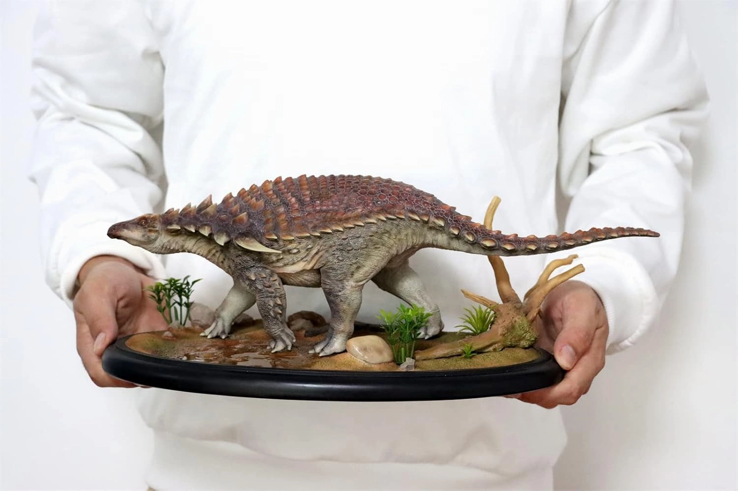 1:15 Borealopelta Scene Statue Realistic Nodosauridae Dinosaur Resin Collector Educational Animal Model Decoration Gift for Adult (Painted)