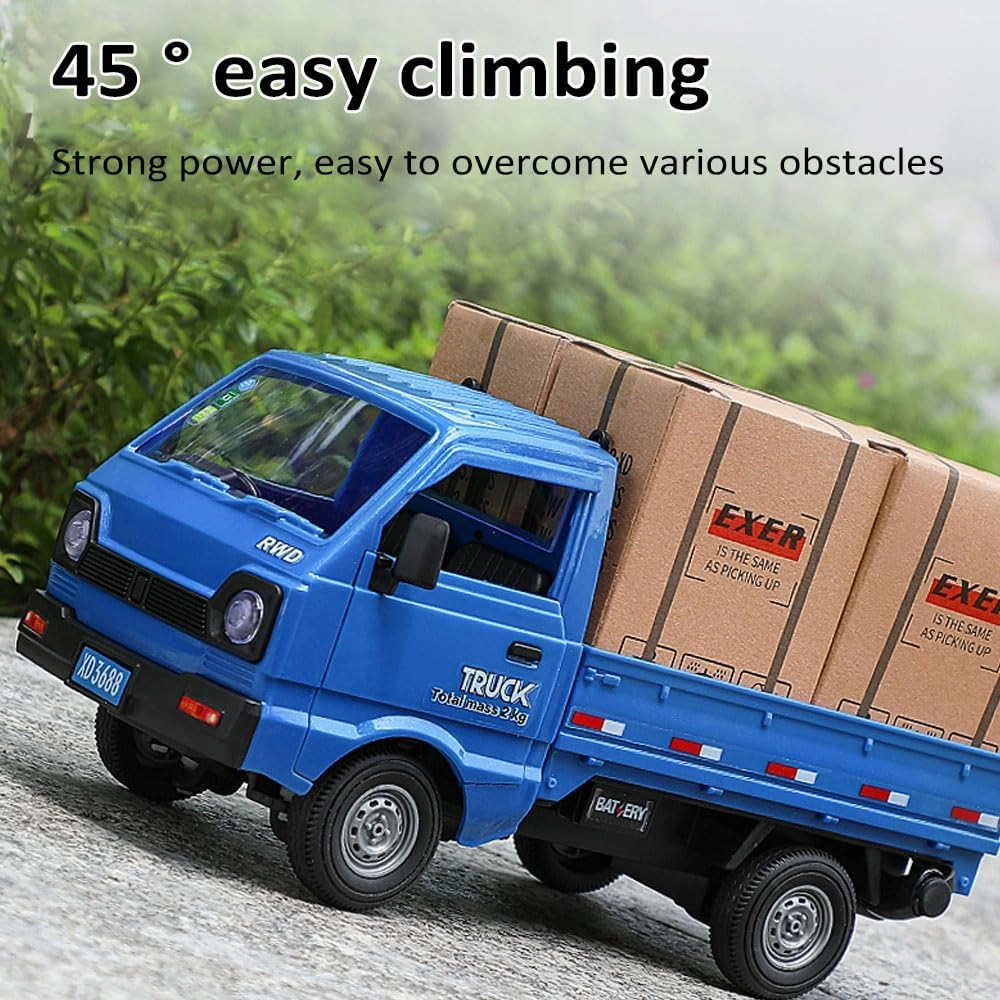 1:16 RC Crawler Truck, Remote Controlled Transport Car with Light Spray - 2.4Ghz Remote Control Car Toys for Boys & Adults - Rear Compartment Transport Goods