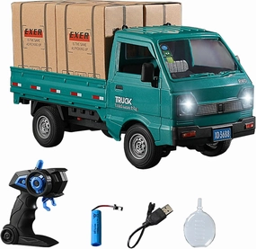 1:16 RC Crawler Truck, Remote Controlled Transport Car with Light Spray - 2.4Ghz Remote Control Car Toys for Boys & Adults - Rear Compartment Transport Goods