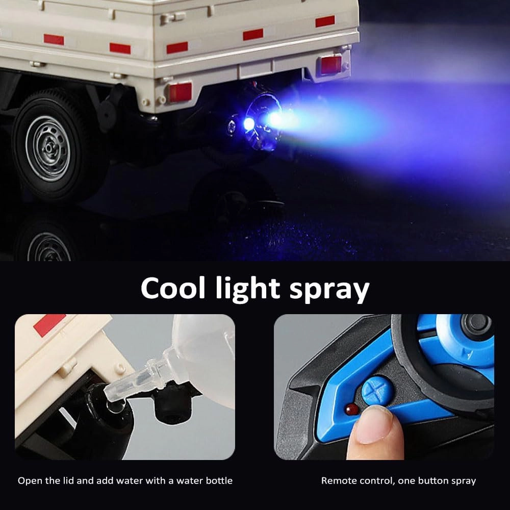 1:16 RC Crawler Truck, Remote Controlled Transport Car with Light Spray - 2.4Ghz Remote Control Car Toys for Boys & Adults - Rear Compartment Transport Goods