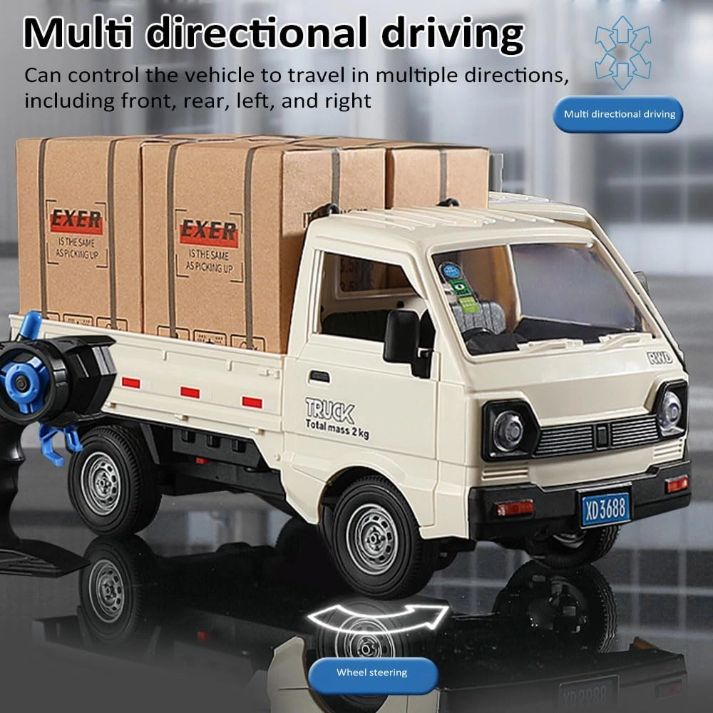 1:16 RC Crawler Truck, Remote Controlled Transport Car with Light Spray - 2.4Ghz Remote Control Car Toys for Boys & Adults - Rear Compartment Transport Goods