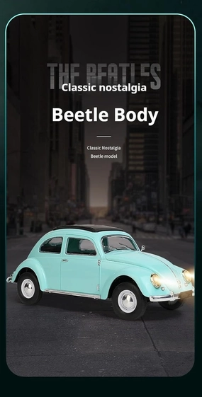 1/16 Scale Simulation Beetle RC Car, 2.4GHz 4CH Retro Racing Sport Car with High Speed & LED Light, Mini Drift Cars Toy Gift for Adult