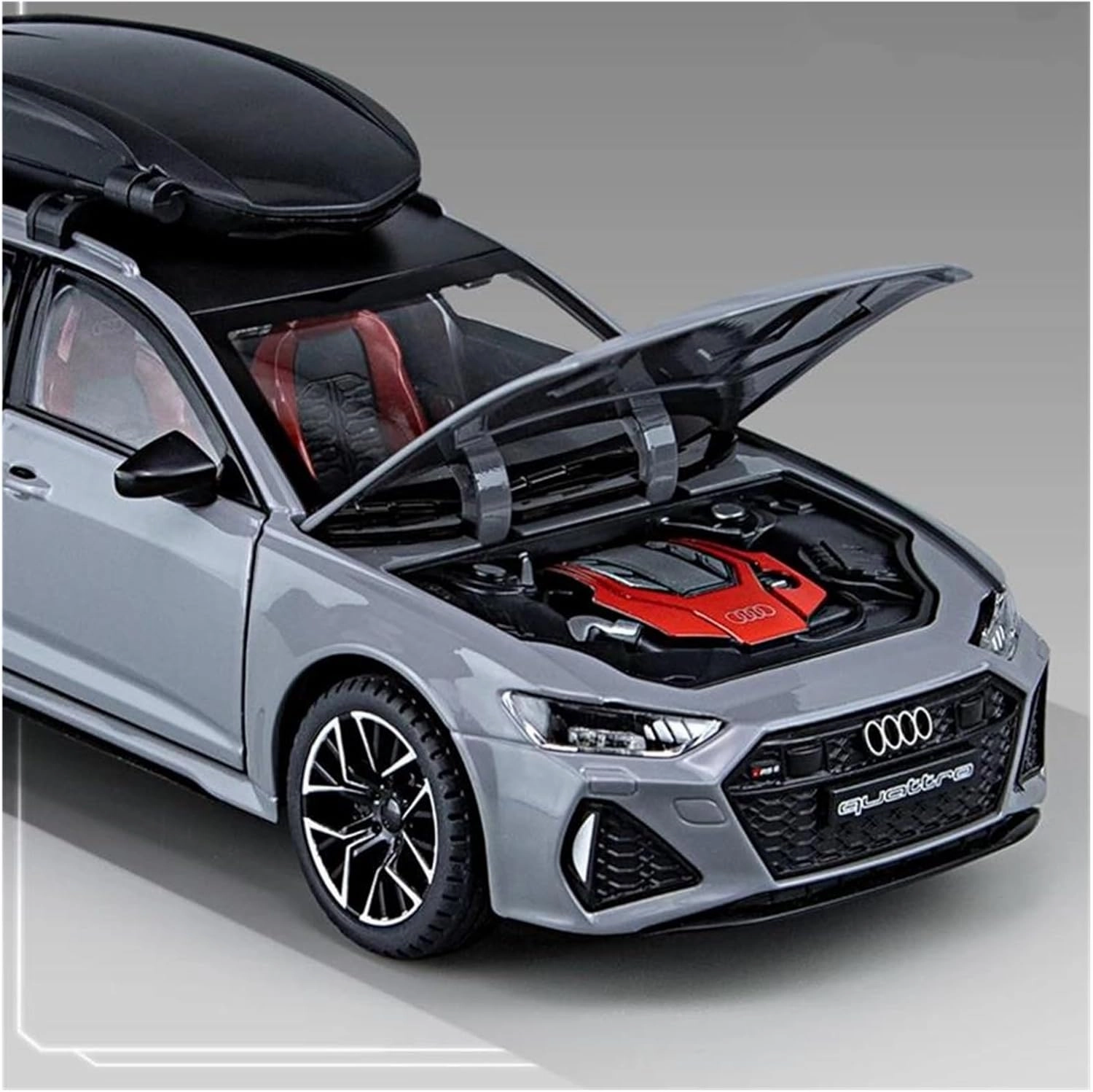 1 24 Audi RS6 Avant Station Wagon Alloy Car Model Diecast Metal Toy Vehicles Adults Car Model Sound and Light Scale Vehicles Toys(Gray)