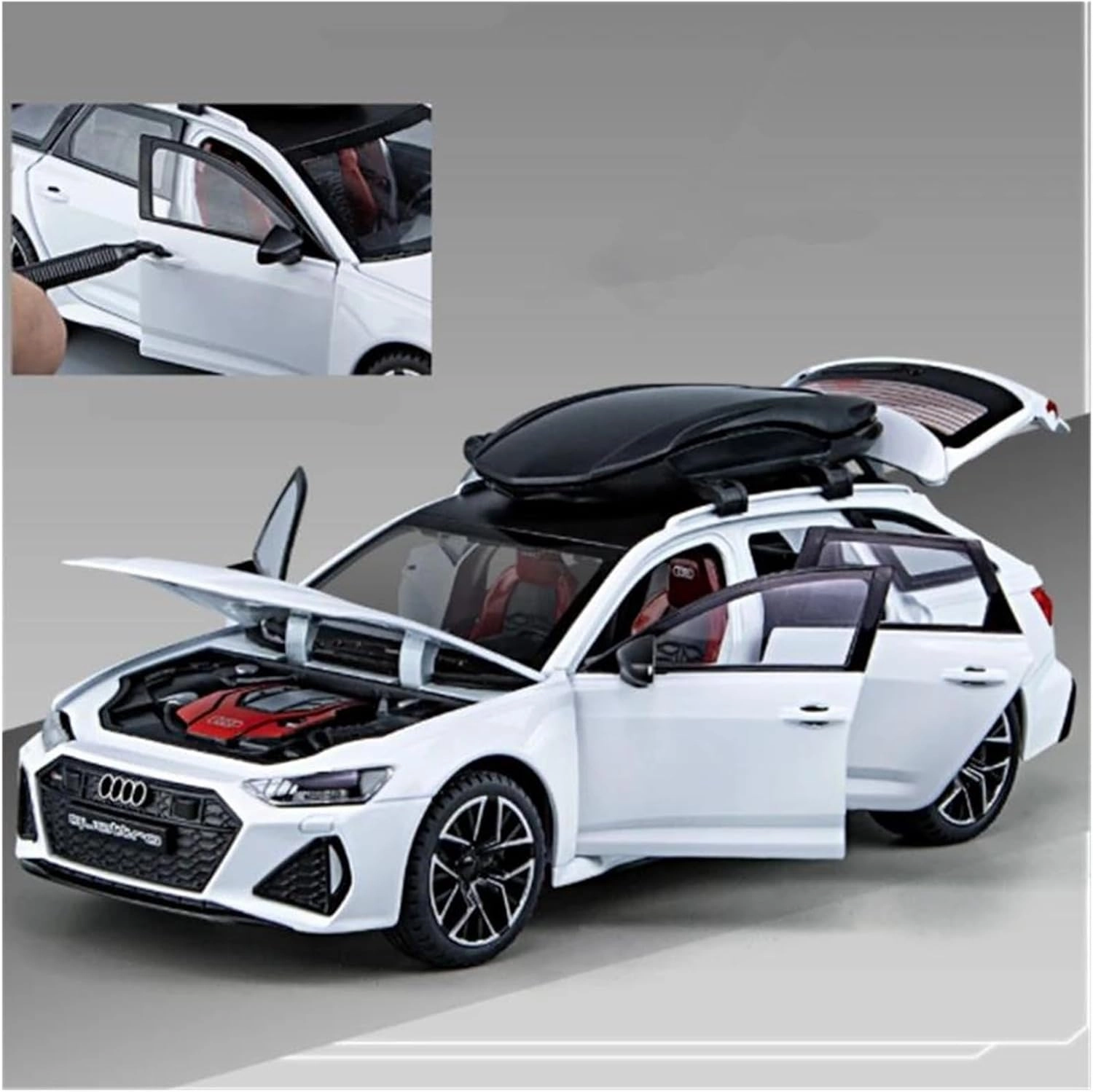 1 24 Audi RS6 Avant Station Wagon Alloy Car Model Diecast Metal Toy Vehicles Adults Car Model Sound and Light Scale Vehicles Toys(Gray)