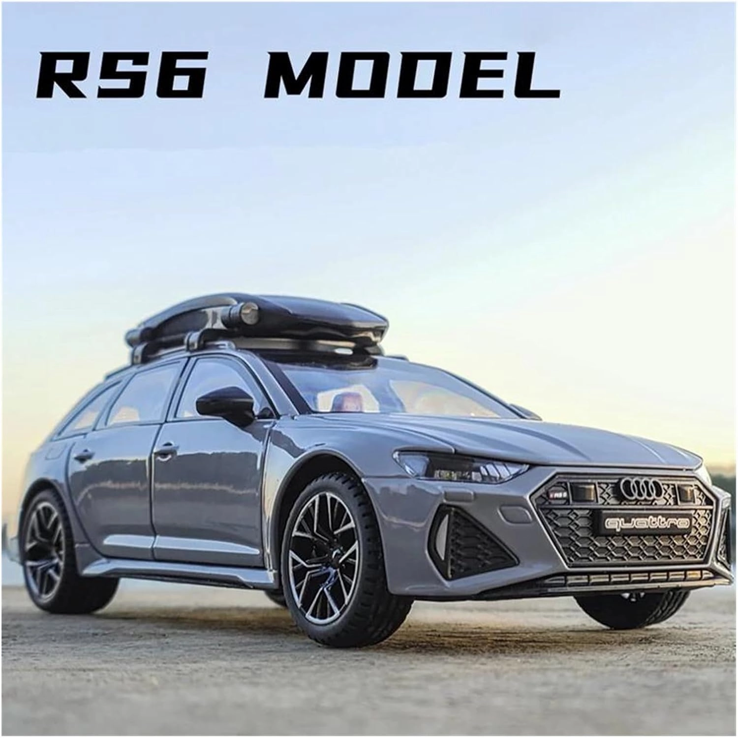1 24 Audi RS6 Avant Station Wagon Alloy Car Model Diecast Metal Toy Vehicles Adults Car Model Sound and Light Scale Vehicles Toys(Gray)