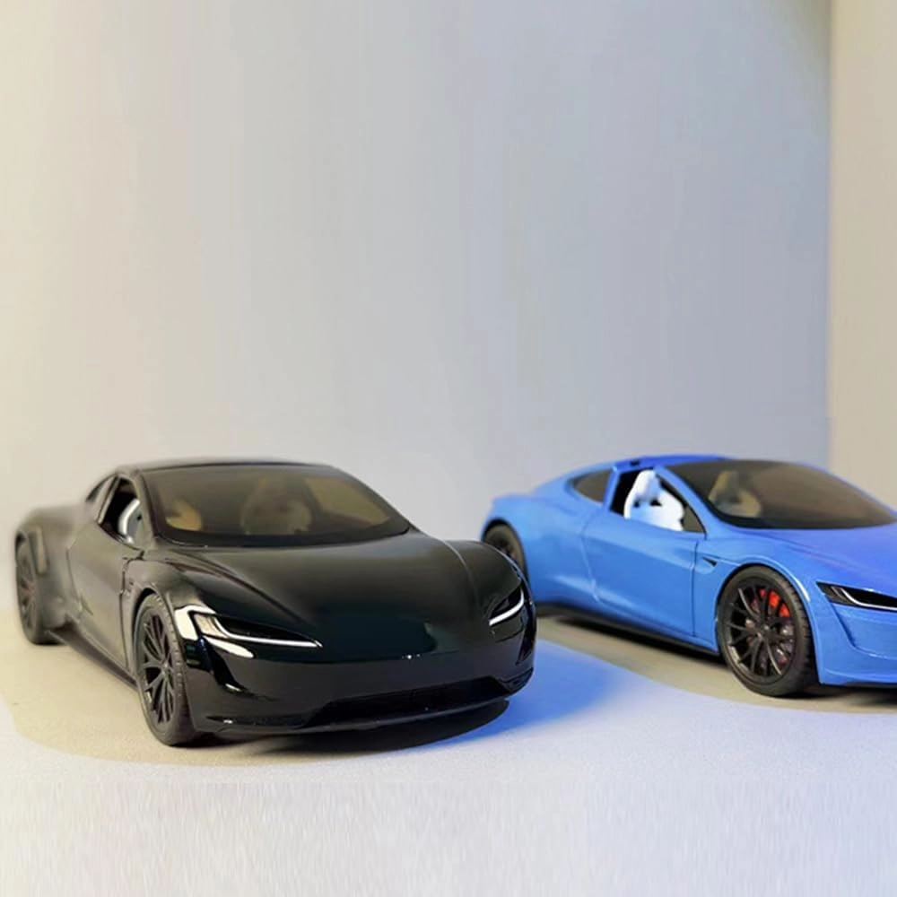 1/24 Diecast Roadster Model Car with Pull Back Function, Sound and Light, Alloy Metal Vehicles Roadster Toy Car Ideal Collectible for Kids Adults Enthusiasts, Great Birthday Gift (Blue)