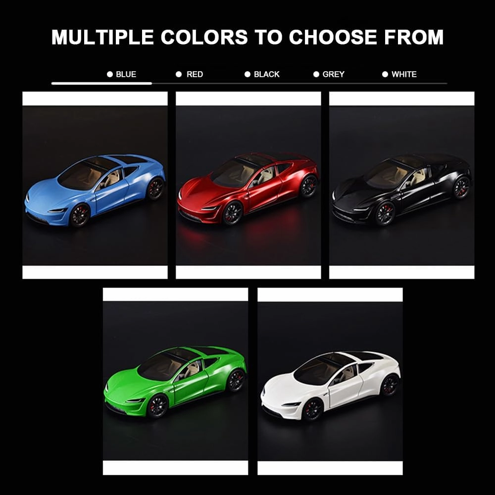 1/24 Diecast Roadster Model Car with Pull Back Function, Sound and Light, Alloy Metal Vehicles Roadster Toy Car Ideal Collectible for Kids Adults Enthusiasts, Great Birthday Gift (Blue)