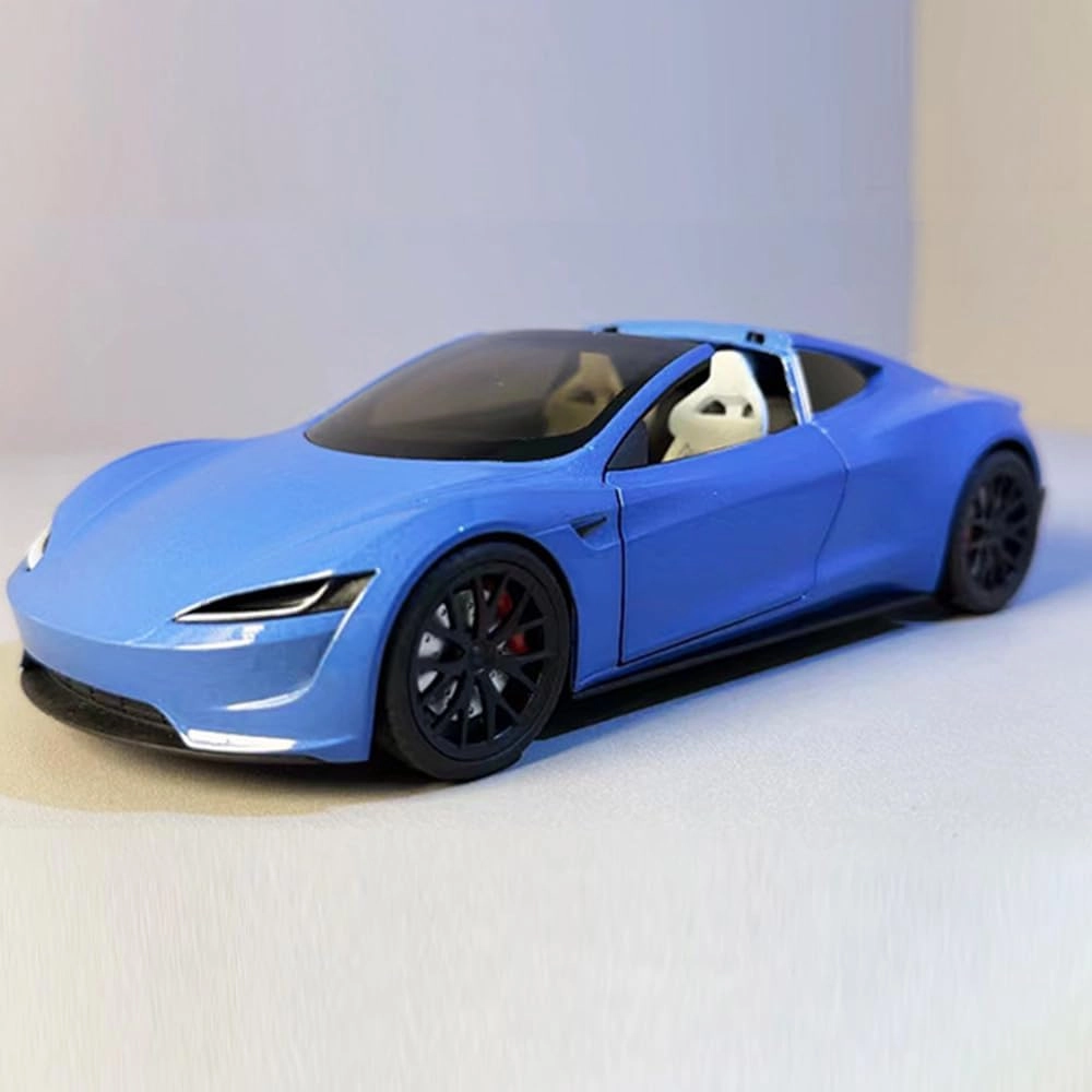 1/24 Diecast Roadster Model Car with Pull Back Function, Sound and Light, Alloy Metal Vehicles Roadster Toy Car Ideal Collectible for Kids Adults Enthusiasts, Great Birthday Gift (Blue)