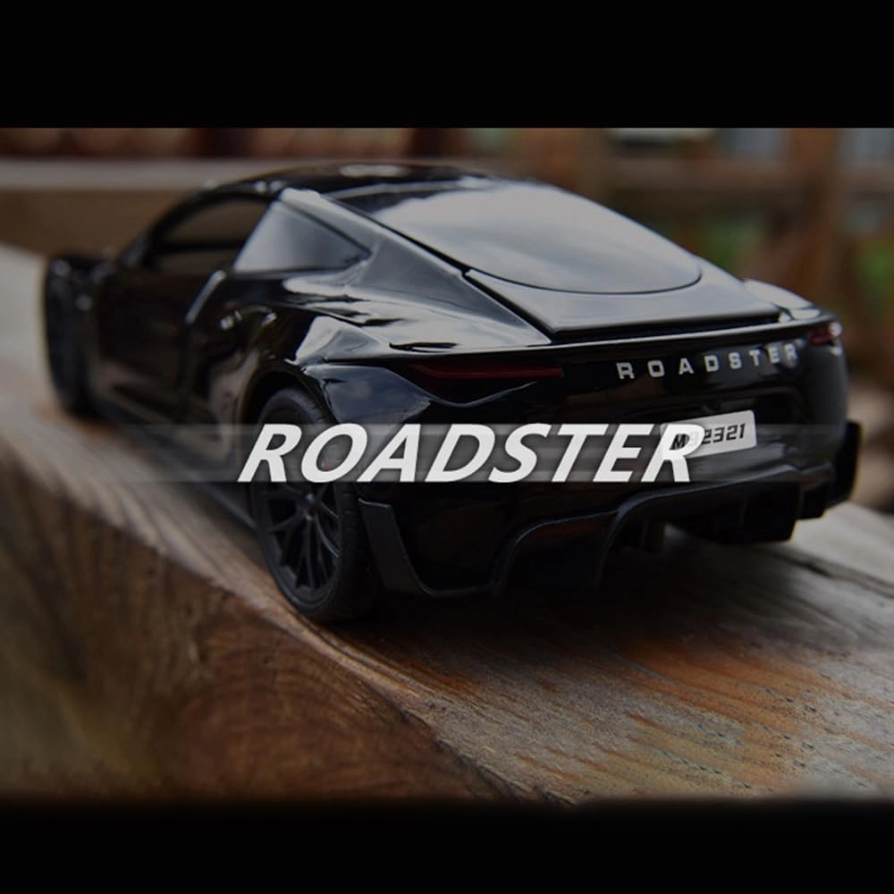 1/24 Diecast Roadster Model Car with Pull Back Function, Sound and Light, Alloy Metal Vehicles Roadster Toy Car Ideal Collectible for Kids Adults Enthusiasts, Great Birthday Gift (White)