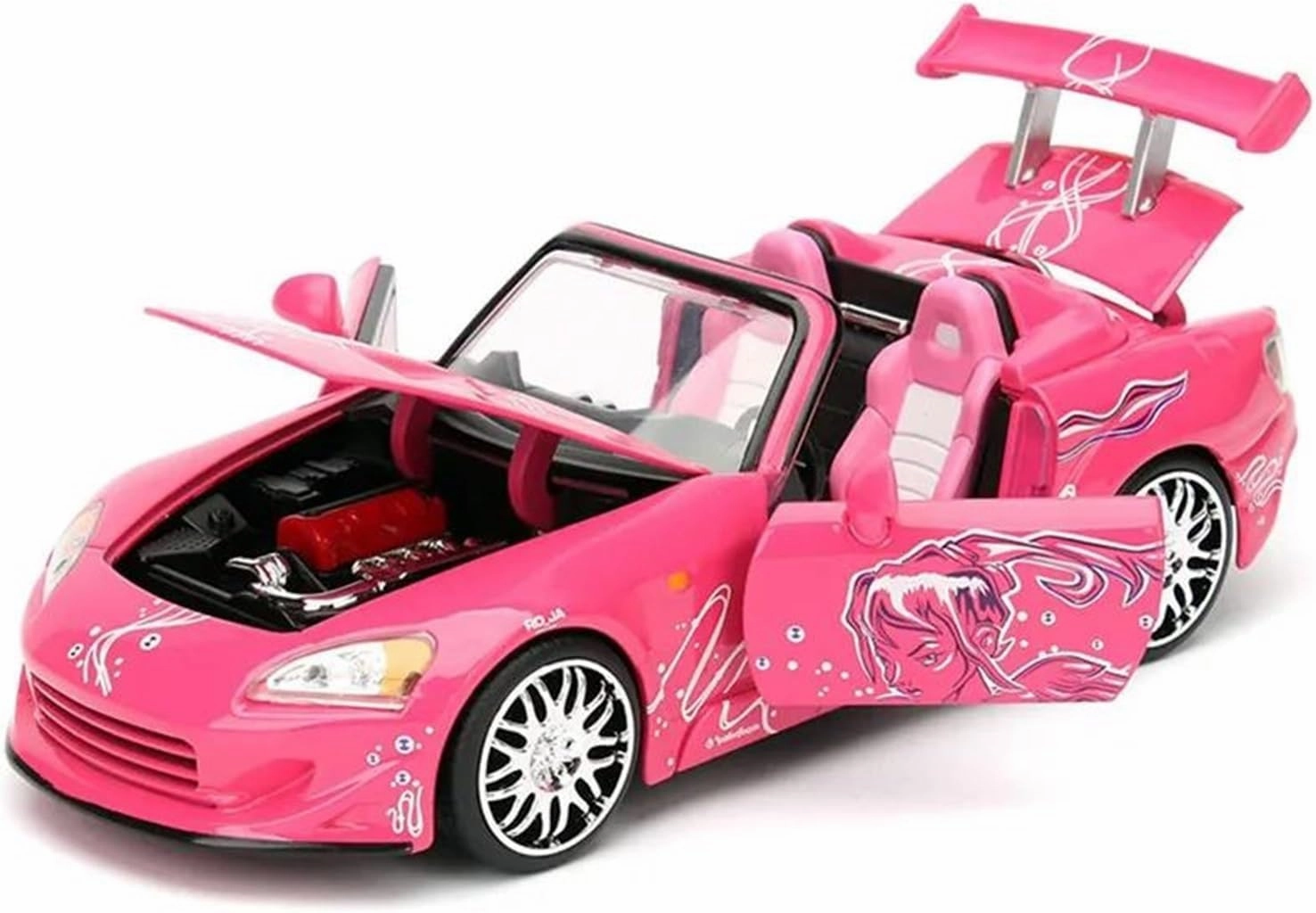 1 24 for Honda S2000 Alloy Sports Car Diecast Toy Metal Muscle Racing Car Super Car Model Enthusiasts Collections Simulation Vehicle Playset(Pink)