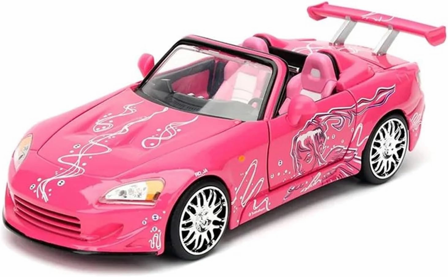 1 24 for Honda S2000 Alloy Sports Car Diecast Toy Metal Muscle Racing Car Super Car Model Enthusiasts Collections Simulation Vehicle Playset(Pink)