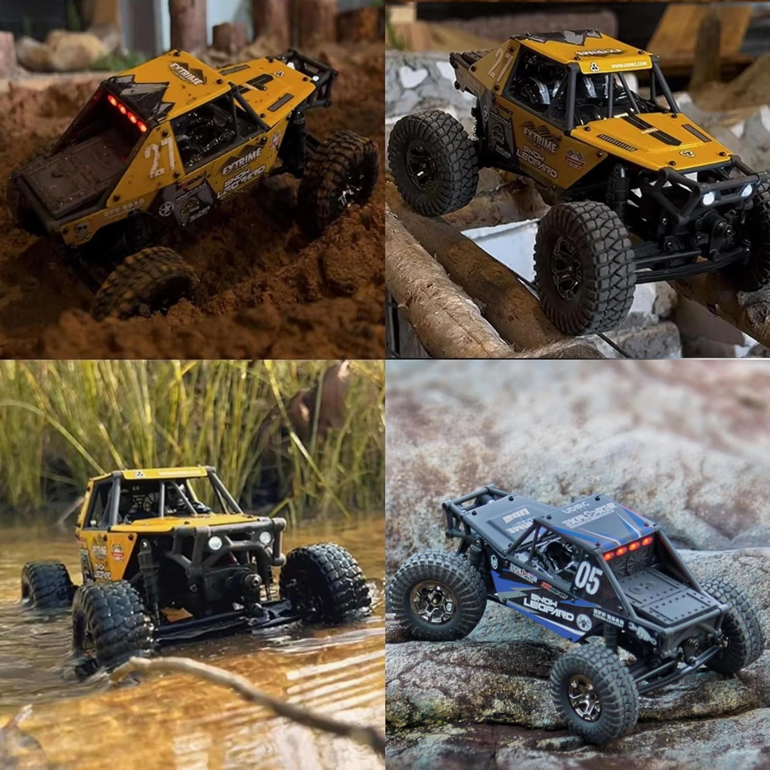 1/24 RC Crawler Car Udirc Ucx2405PRO 4wd Mini Climb Racing Brushless Motor 4 Wheel Steering 3 Speed Transmission RTR Toy (Yellow)
