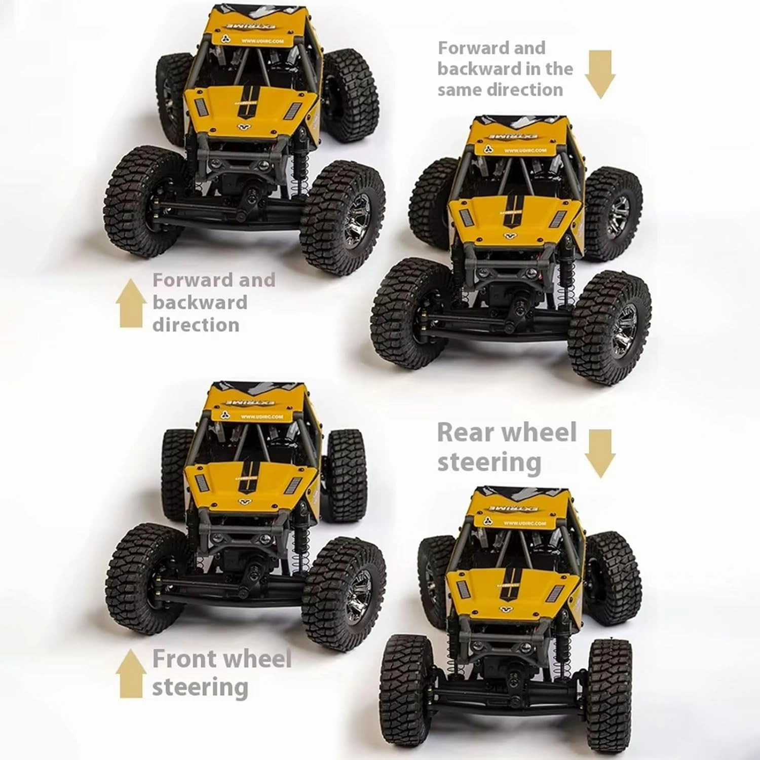 1/24 RC Crawler Car Udirc Ucx2405PRO 4wd Mini Climb Racing Brushless Motor 4 Wheel Steering 3 Speed Transmission RTR Toy (Yellow)